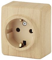 Розетка с заземлением накладная Эра Эксперт 1-м. сосна картинка